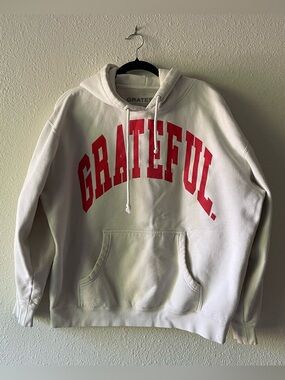 Grateful Hoodie Sweatshirt Men’s Large White Pullover USA Made Graphic